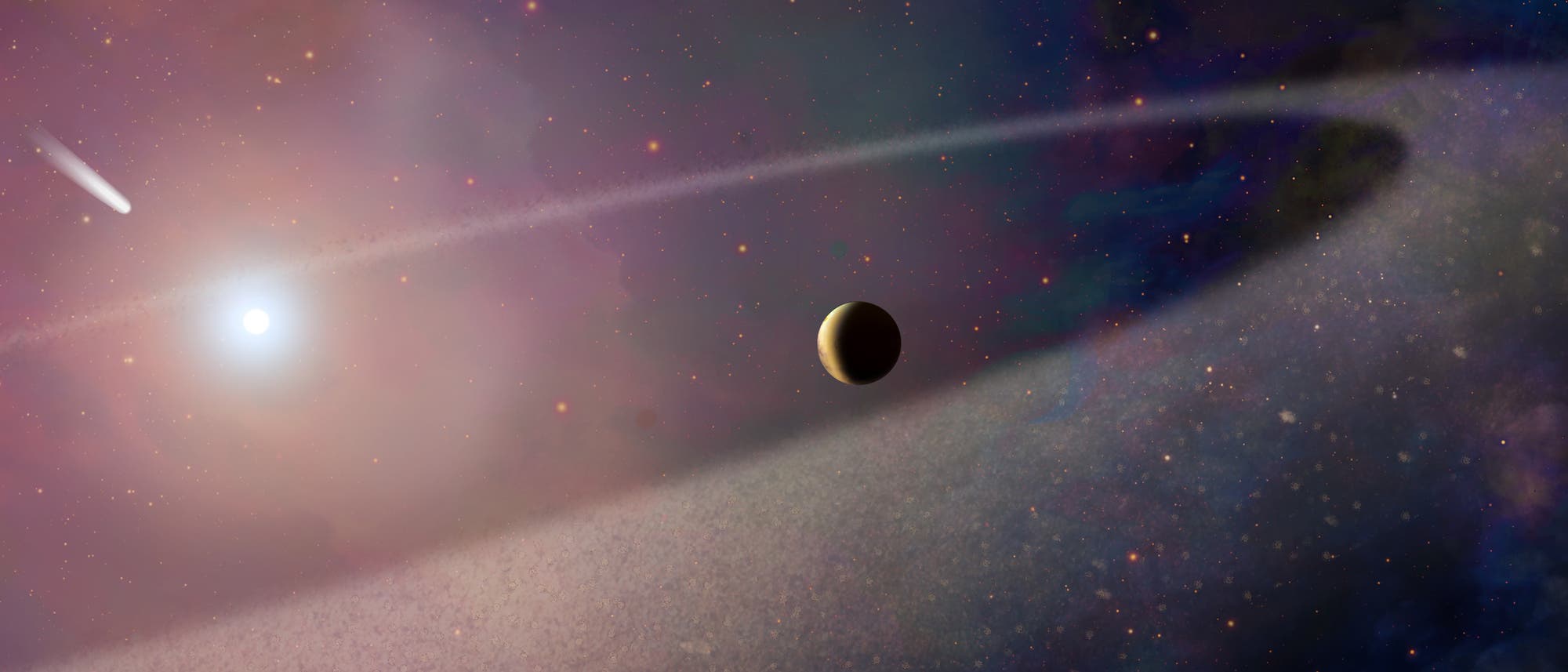 Komet nähert sich Weißem Zwerg (künstlerische Darstellung)