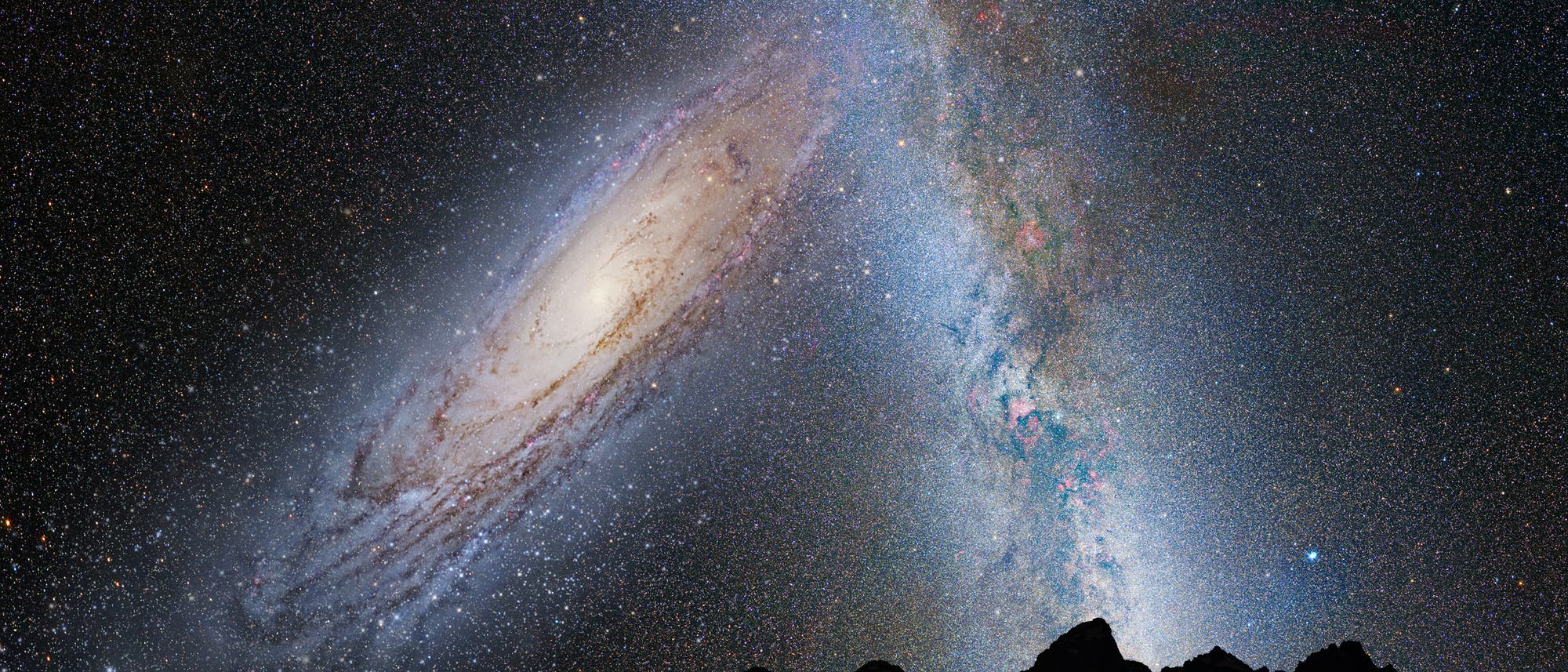 Milchstraße und Andromeda auf Kollisionskurs (künstlerische Darstellung)