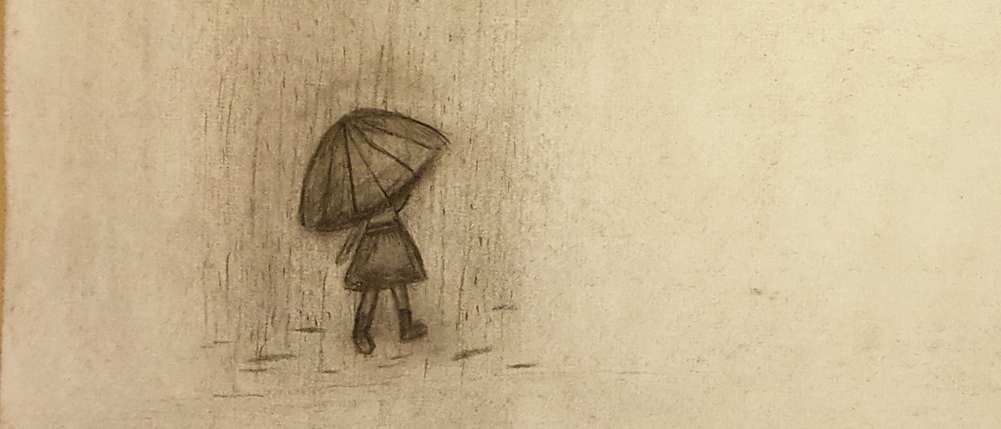 Zeichnung Mädchen mit Regenschirm