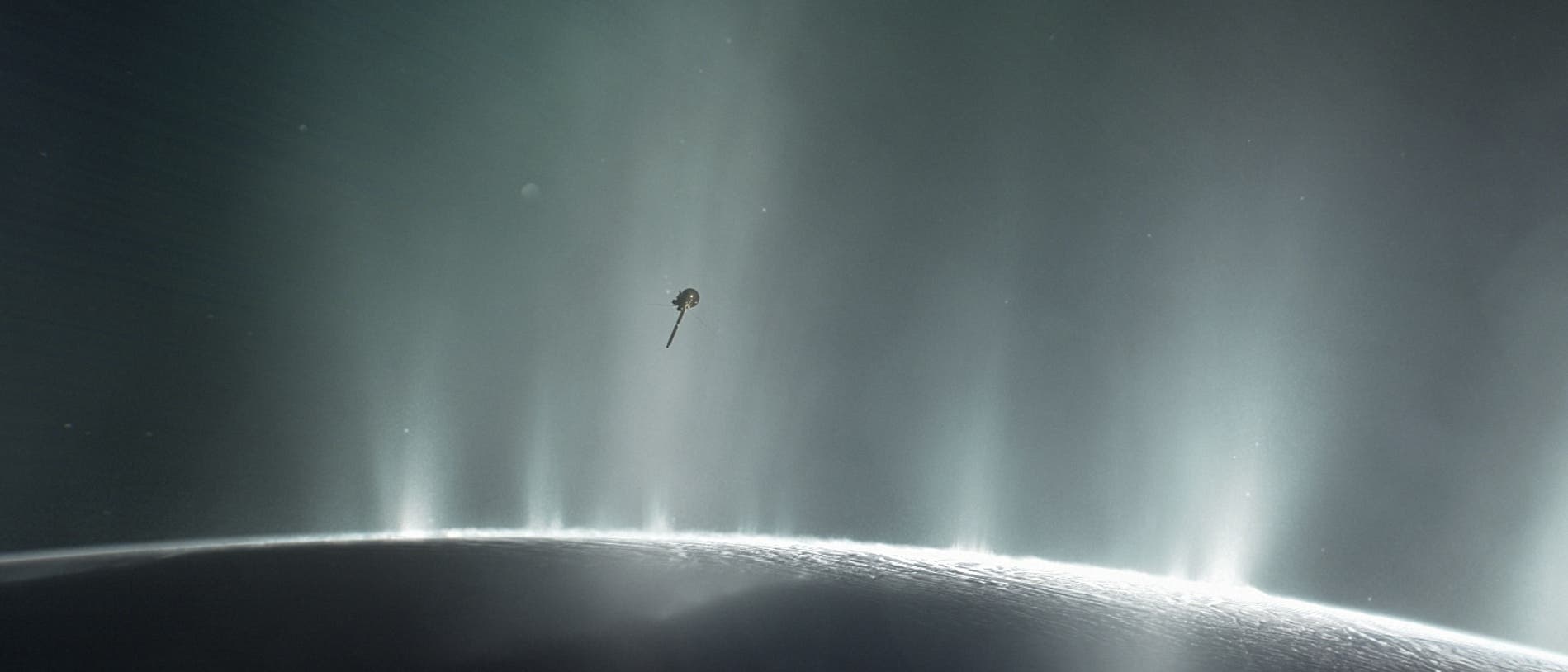 Panoramabild des Saturnmonds Enceladus 