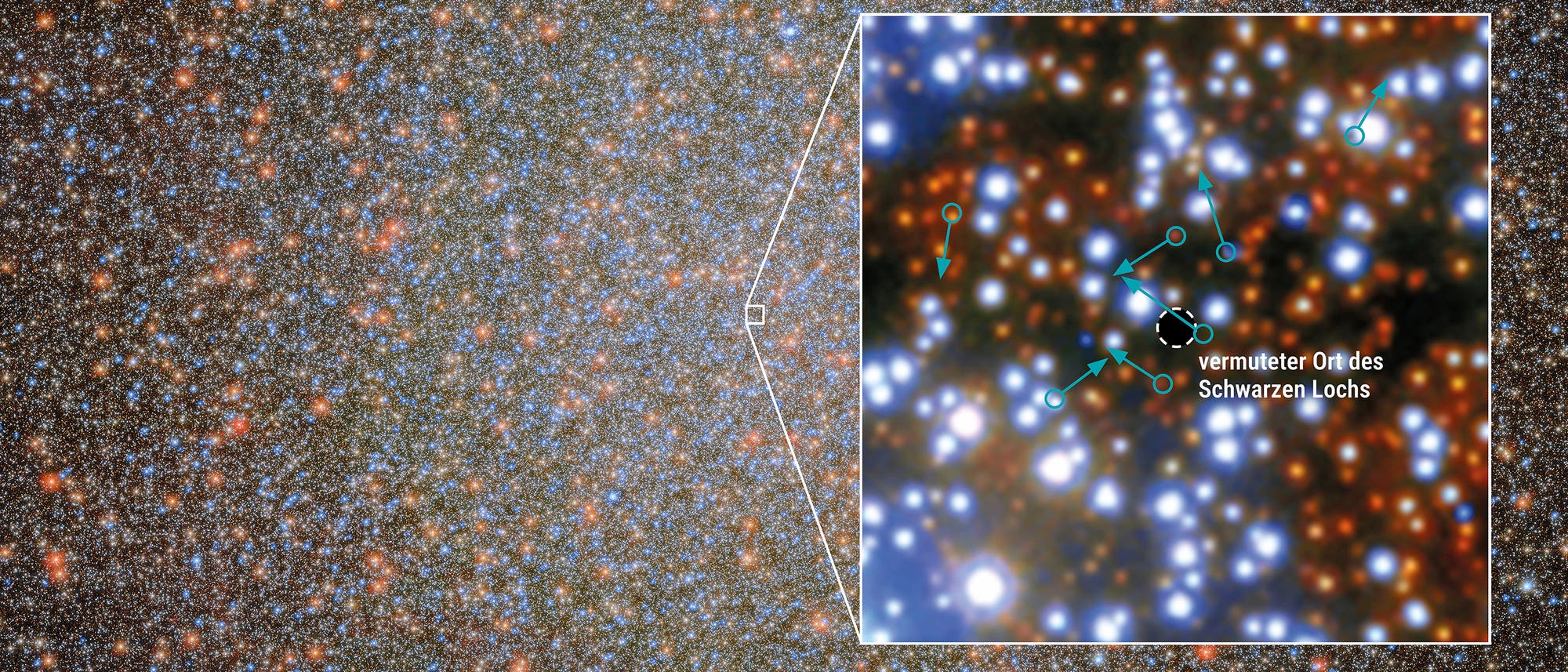 Foto des Zentralbereichs des Sternhaufens Omega Centauri. Man erkennt zahlreiche Sterne mit unterschiedlichen Farben, die sehr nahe beieinander stehen. Foto des Zentralbereichs des Sternhaufens Omega Centauri. Man erkennt zahlreiche Sterne mit unterschiedlichen Farben, die sehr nahe beieinander stehen.