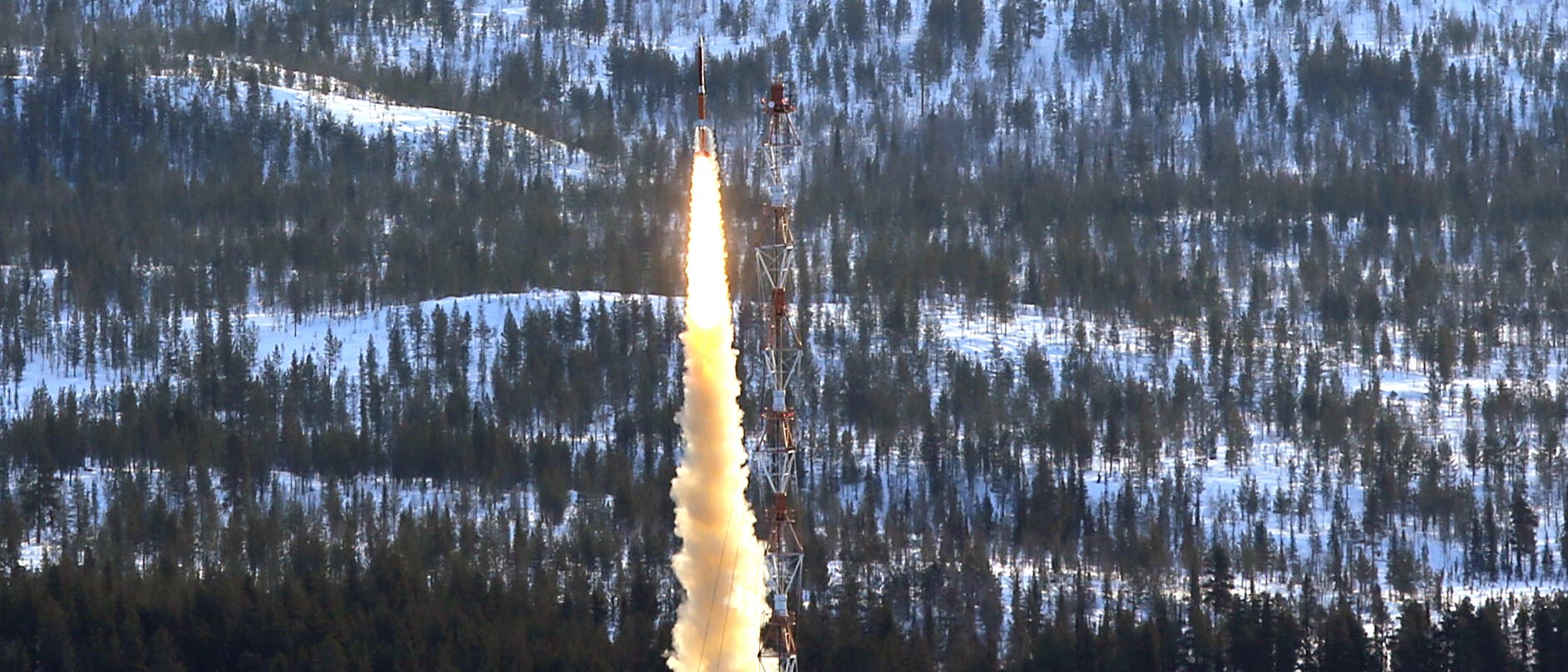 Start einer Texus-Rakete in Schwedisch-Lappland