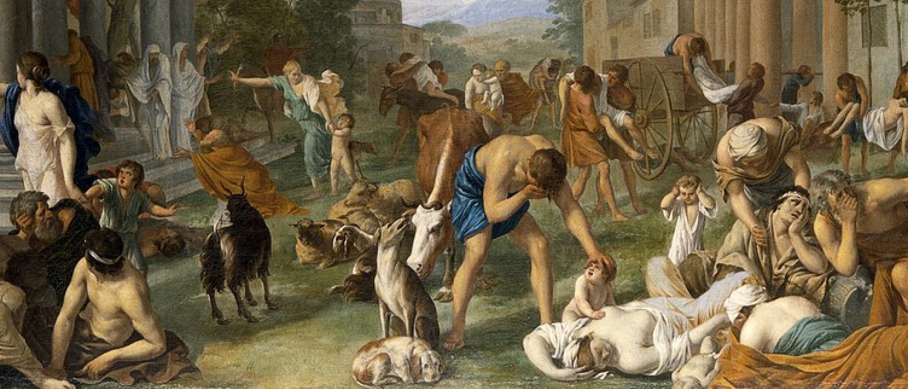 Als Sinnbild für die Pest eine Gemälde von Peter van Halen aus dem Jahr 1661. Der flämische Maler stellte eine Episode aus dem alten Testament dar - Gott bestraft die Philister und »schlug sie mit bösen Beulen«.