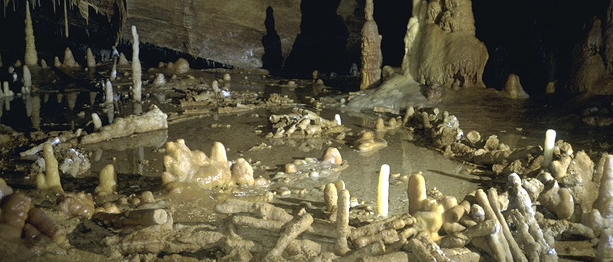 Bau aus Tropfsteinen in der Bruniquel-Höhle