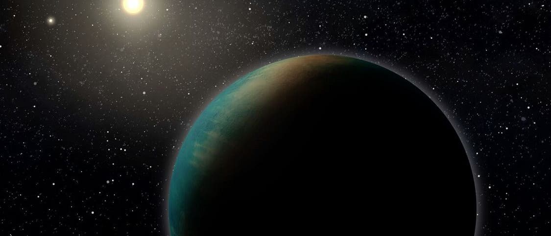 Der Exoplanet TOI-1452 könnte zu einem großen Teil aus Wasser bestehen (künstl. Darstellung)