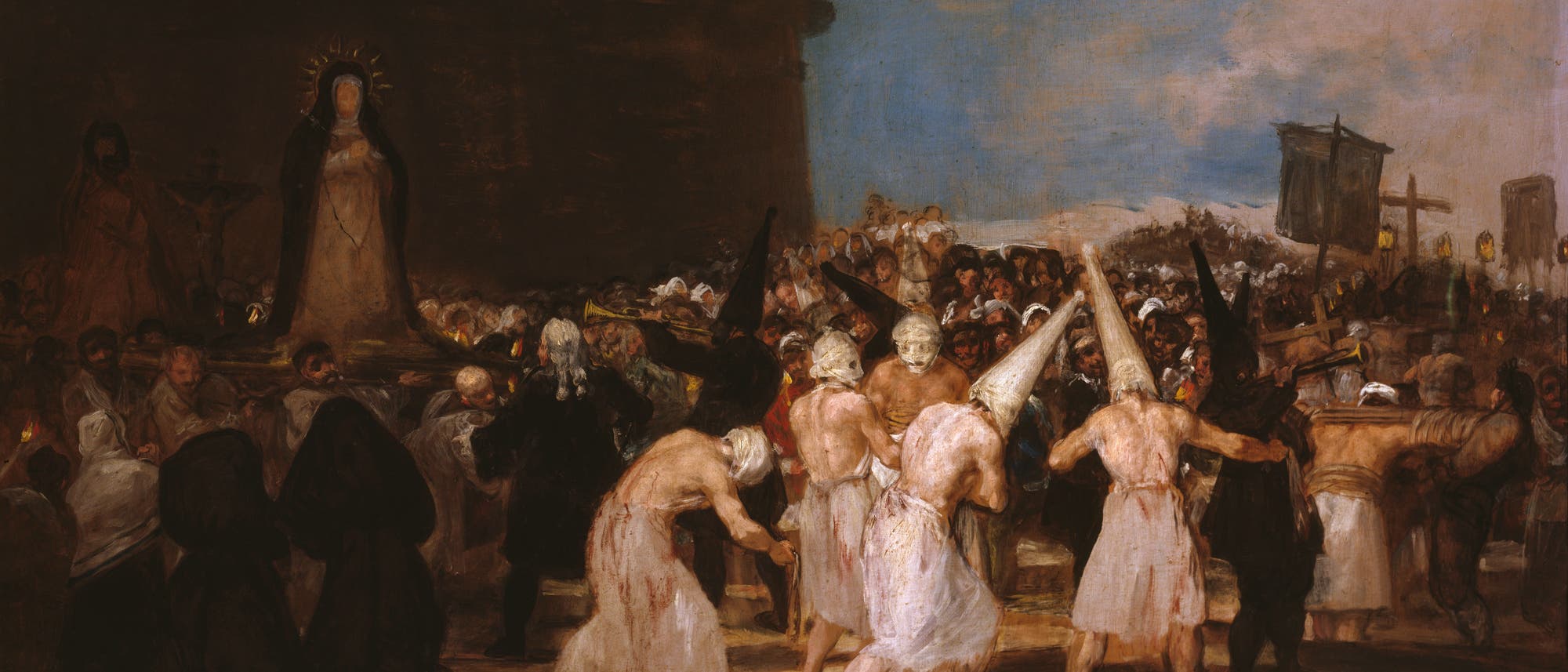 Ankunft der Geißler, Auschnitt aus einem Gemälde von Francisco de Goya, Anfang des 19. Jhds.