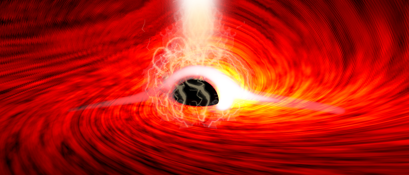 Illustration der Reflexion eines Röntgenblitzes an der Akkretionsscheibe eines Schwarzen Loches.