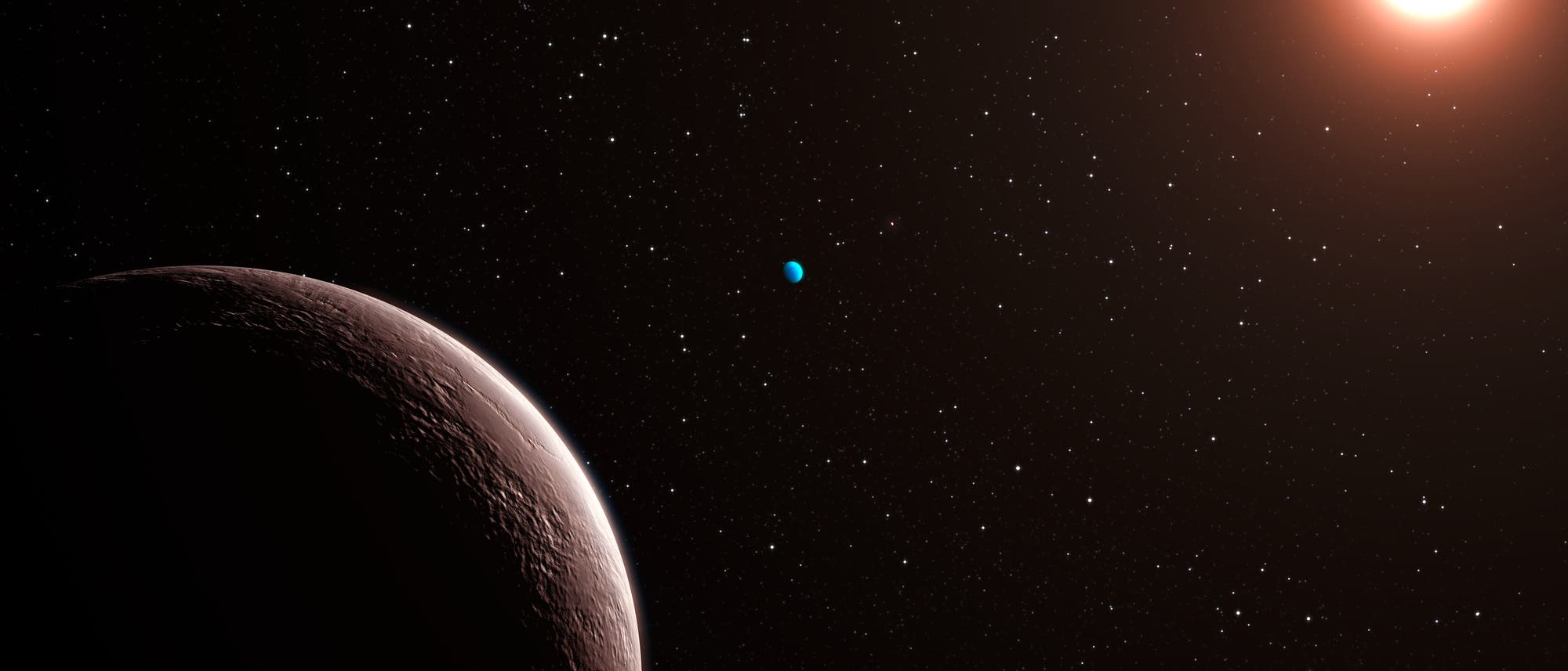 Der Exoplanet Gliese 581e im Umlauf um seinen Zentralstern