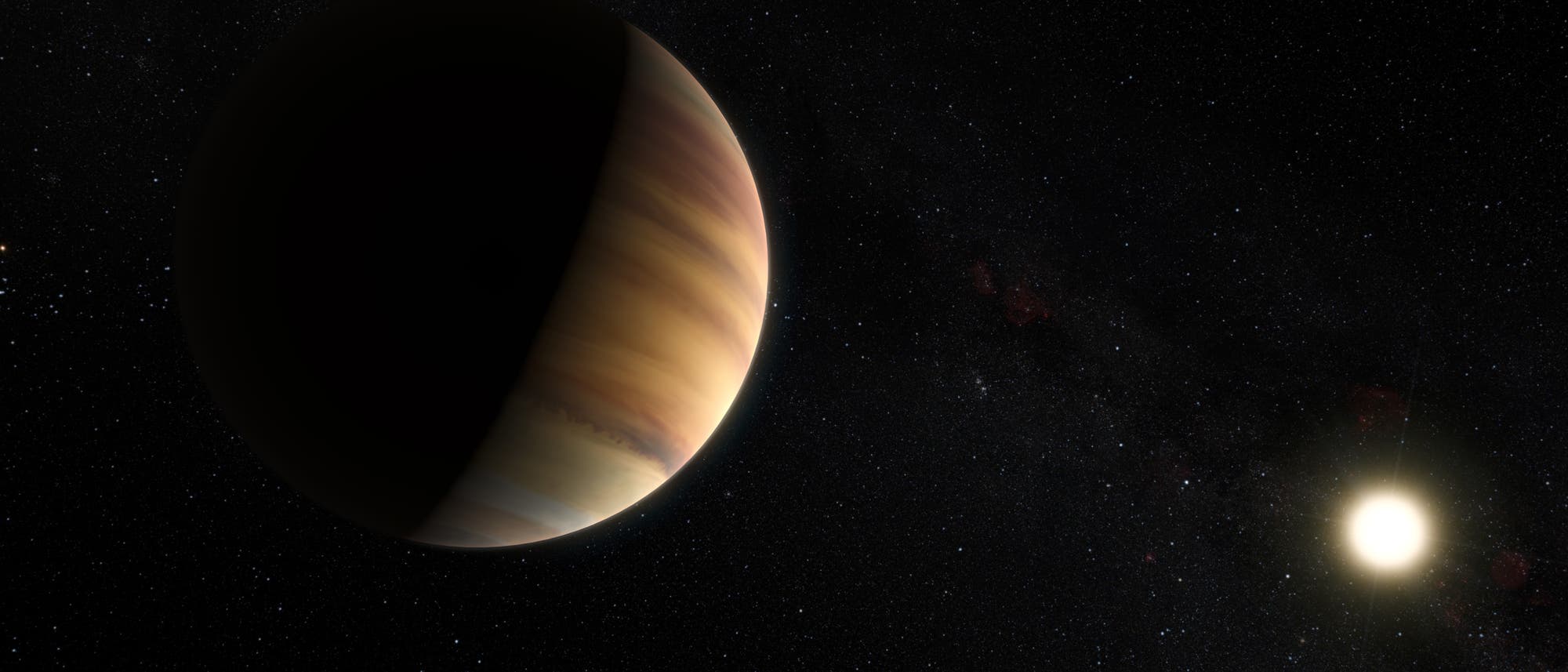 51 Pegasi b, der erste jemals entdeckte Exoplanet  (künstlerische Darstellung)