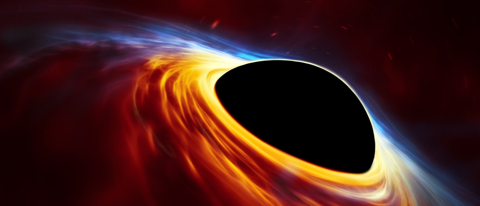 Diese künstlerische Darstellung zeigt ein schnell rotierendes supermassereiches Schwarzes Loch, das von einer Akkretionsscheibe umgeben wird. Diese dünne Scheibe aus rotierender Materie besteht aus den Überresten eines sonnenähnlichen Sterns, der durch die Gezeitenkräfte des Schwarzen Lochs auseinandergerissen wurde.