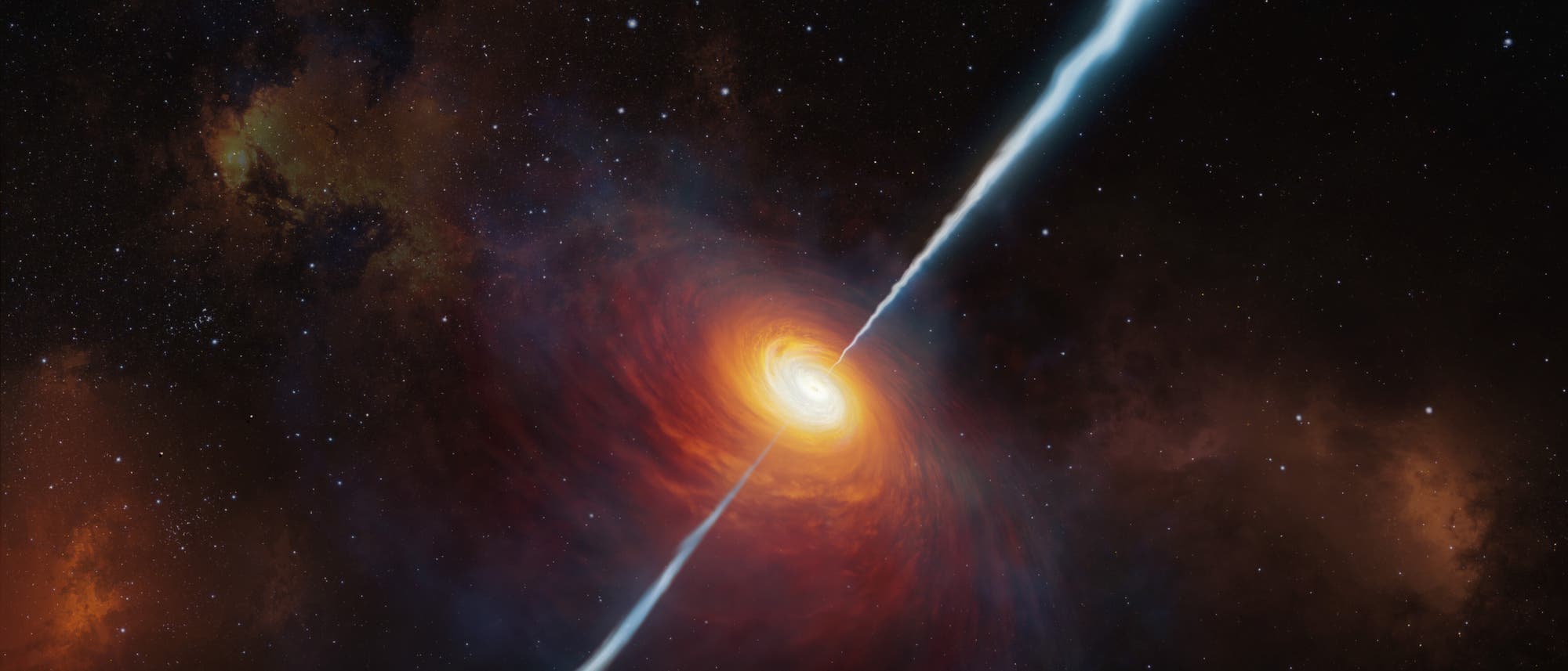 Der Quasar P172+18 in einer künstlerischen Darstellung