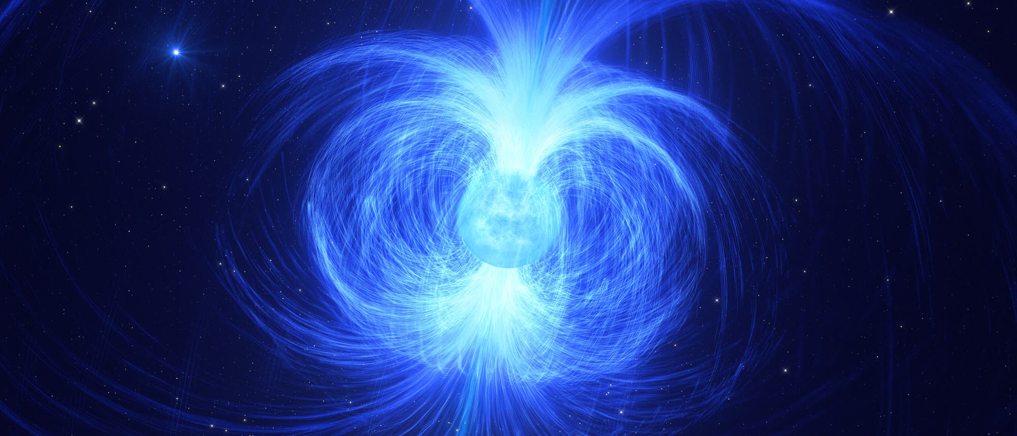 Künstlerische Darstellung eines stark magnetischen Neutronensterns