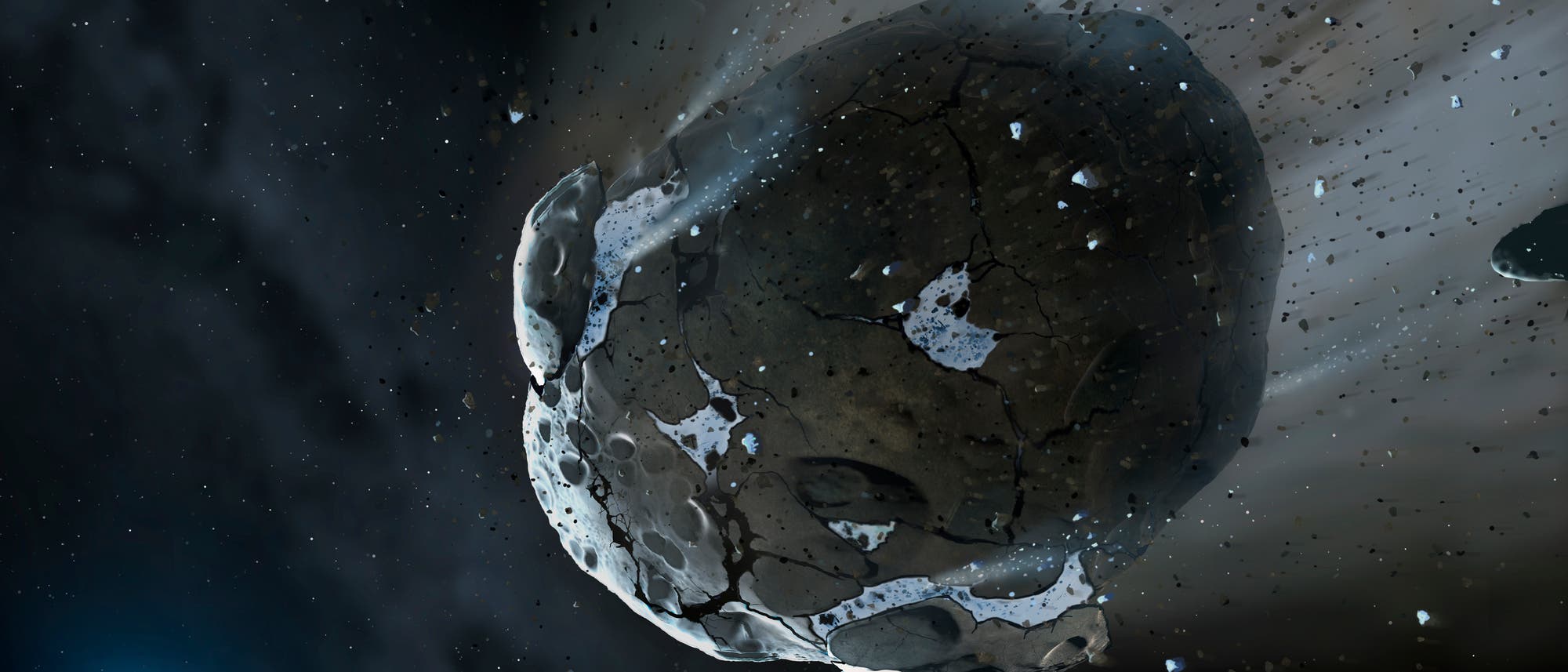 Ein Weißer Zwerg zerreißt einen Asteroiden (künstlerische Darstellung)