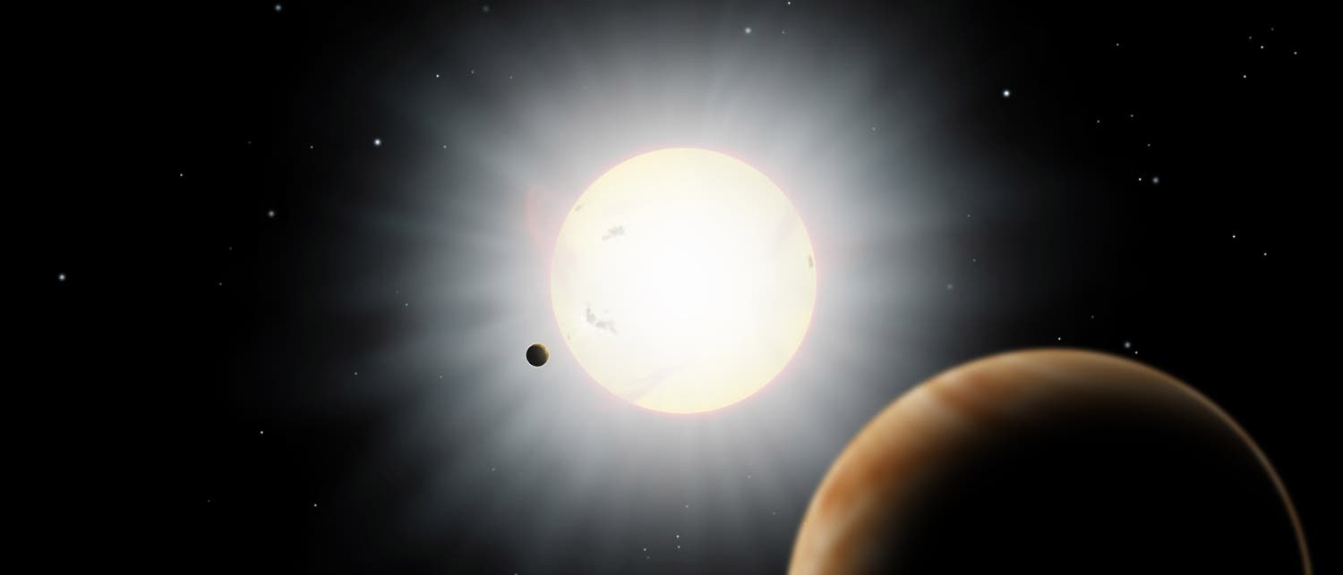Künstlerische Darstellung des Exoplanetensystems HAT-P-7