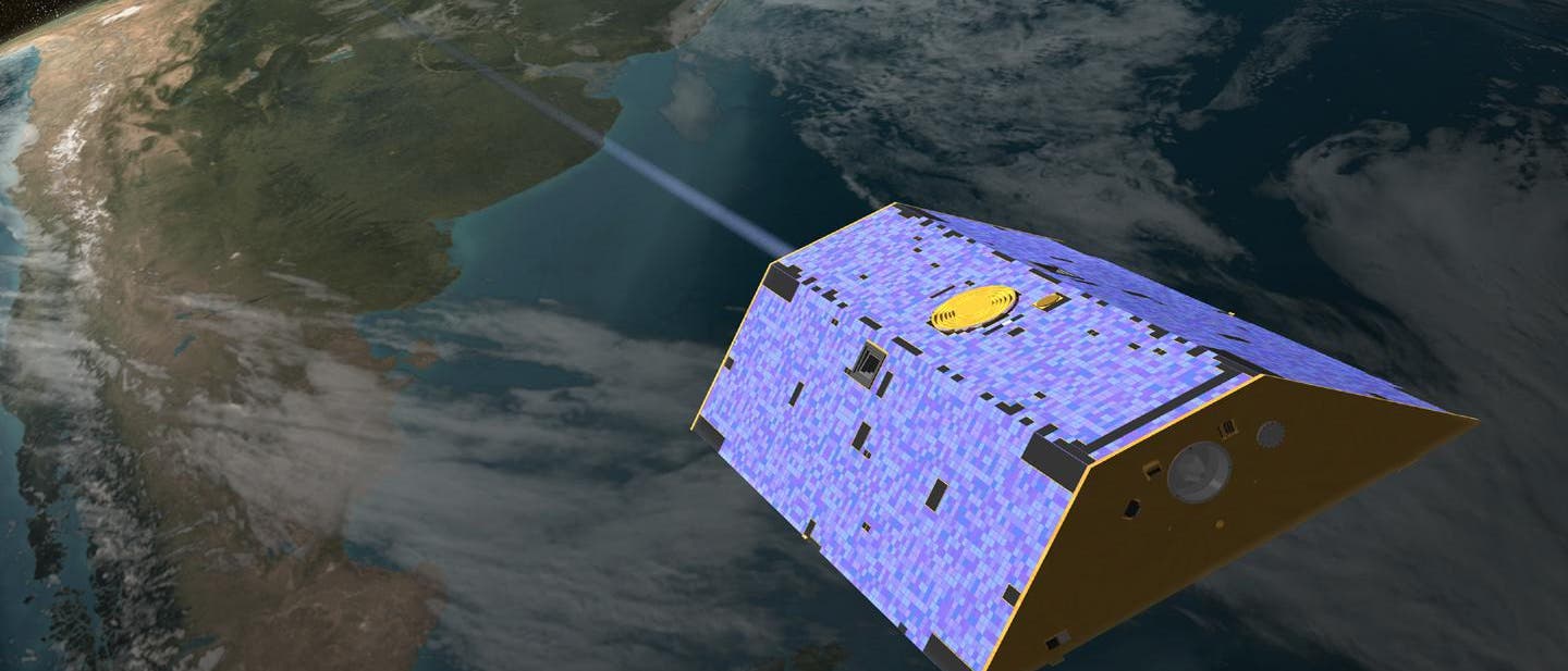 Das Satellitenpaar GRACE in der Erdumlaufbahn
