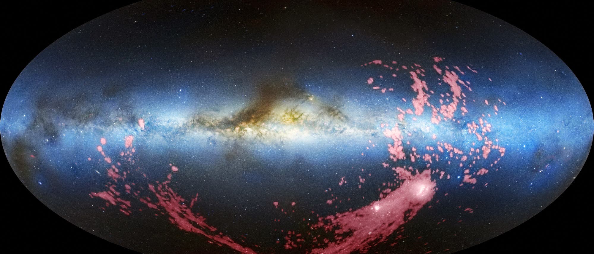 Der Magellansche Gasschweif (Radiokarte mit Milchstraßenpanorama)