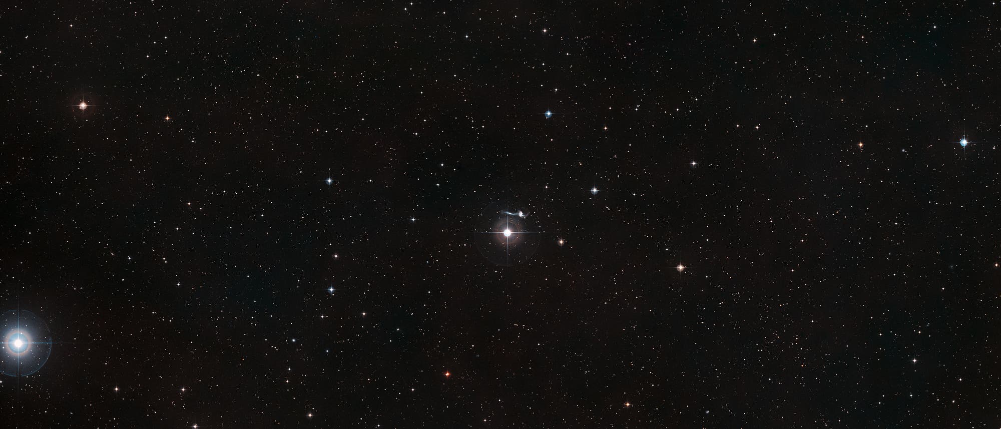 Das Galaxienpaar NGC 7714 und 7715 (Ausschnitt aus dem Digitized Sky Survey)