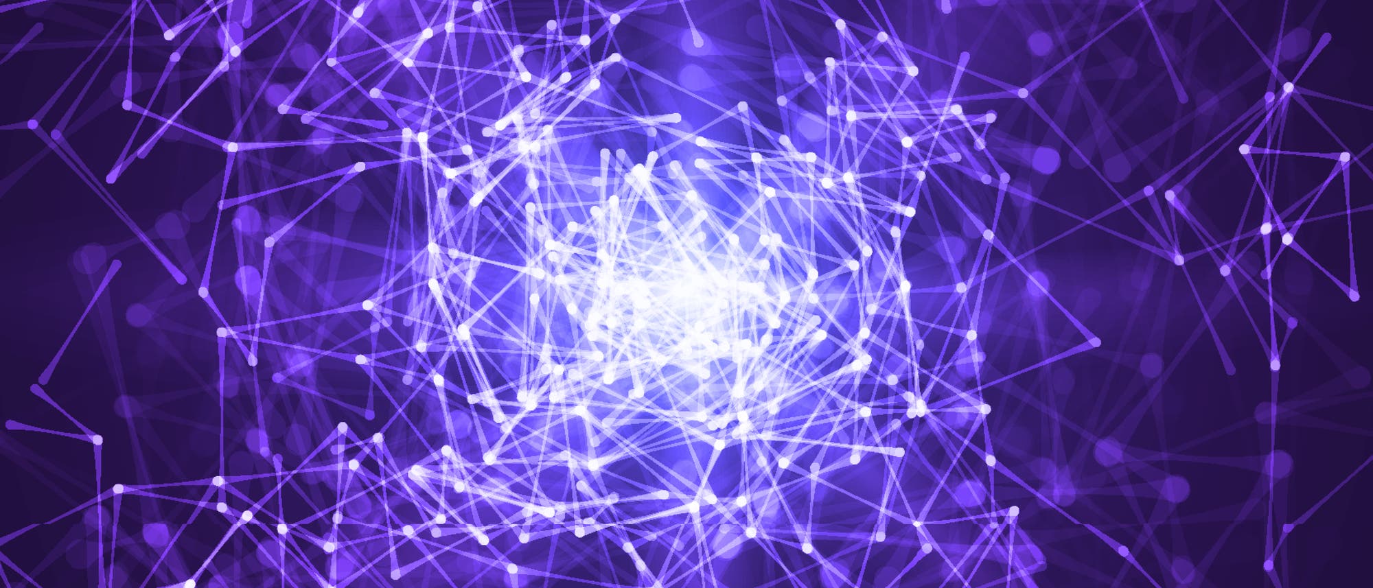Ein abstraktes, digitales Kunstwerk mit einem Netzwerk aus leuchtenden, violetten Linien und Punkten auf einem dunklen Hintergrund. Die Linien verbinden sich zu einem komplexen Muster, das an ein neuronales Netzwerk oder ein digitales Datennetz erinnert. In der Mitte ist eine besonders helle, leuchtende Stelle, die den Fokus des Bildes bildet. Die Komposition vermittelt ein Gefühl von Technologie und Vernetzung. Ein abstraktes, digitales Kunstwerk mit einem Netzwerk aus leuchtenden, violetten Linien und Punkten auf einem dunklen Hintergrund. Die Linien verbinden sich zu einem komplexen Muster, das an ein neuronales Netzwerk oder ein digitales Datennetz erinnert. In der Mitte ist eine besonders helle, leuchtende Stelle, die den Fokus des Bildes bildet. Die Komposition vermittelt ein Gefühl von Technologie und Vernetzung.