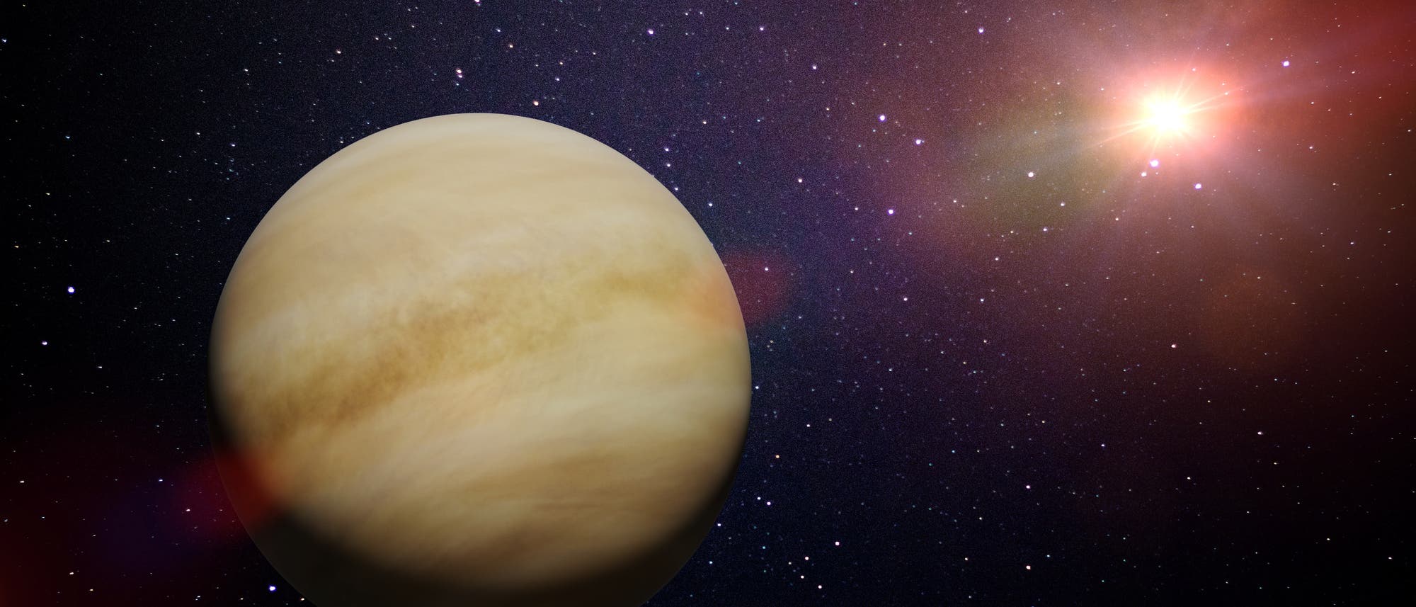 Der Planet Venus, von der Sonne beschienen