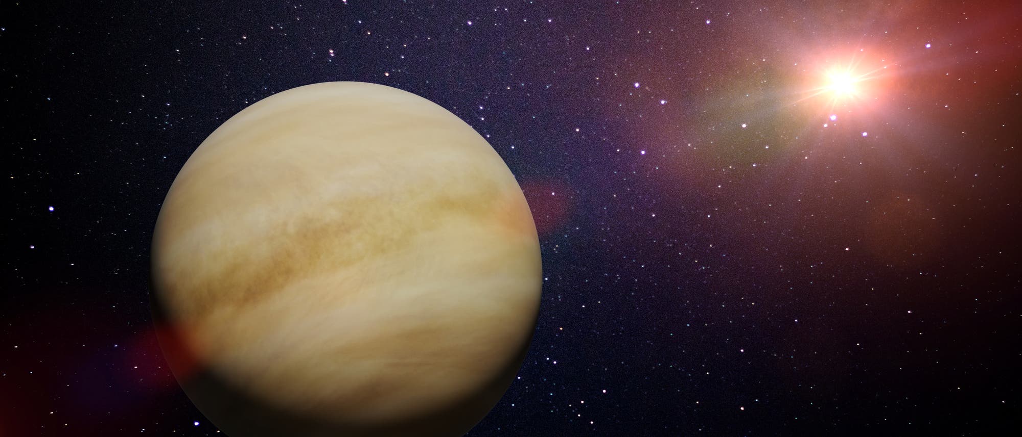 Die künstlerische Darstellung zeigt den Planet Venus in unserem Sonnensystem.