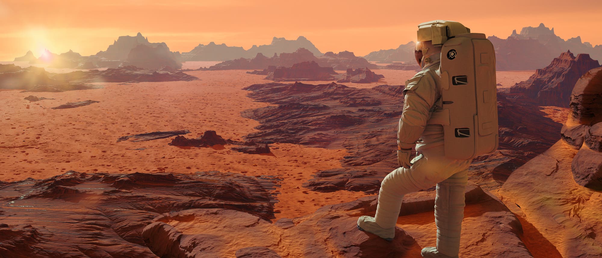 Astronaut auf dem Mars (künstlerische Darstellung) Astronaut auf dem Mars (künstlerische Darstellung)