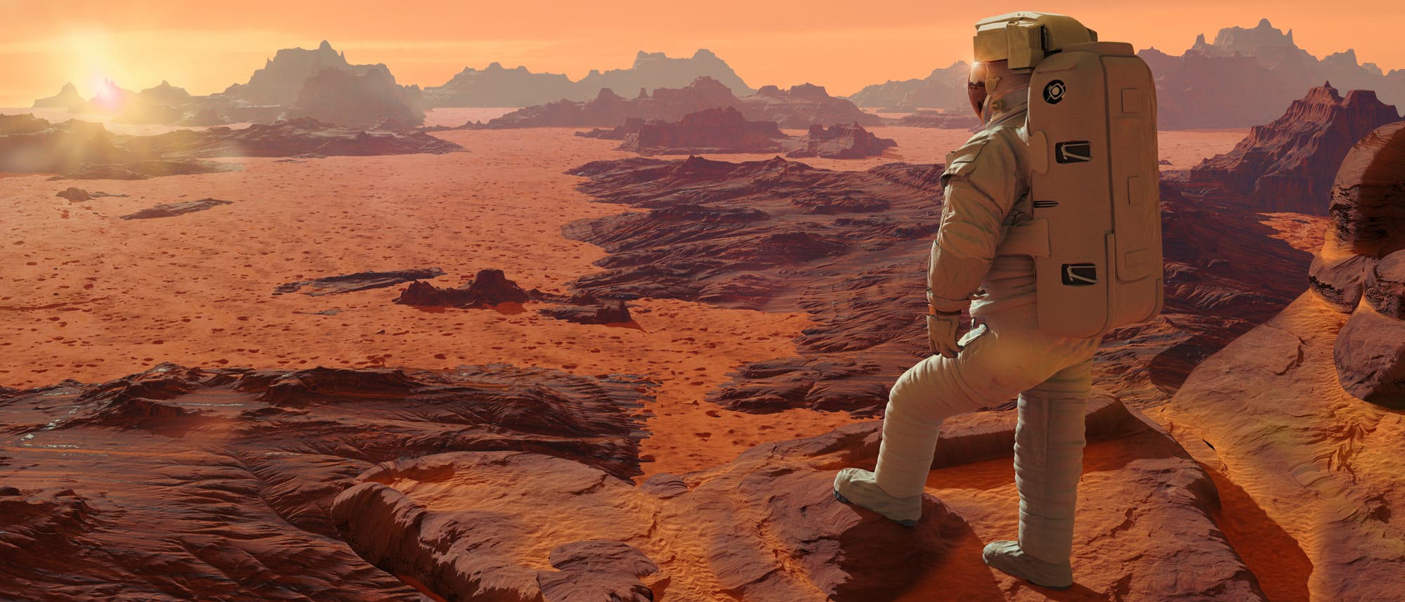 Astronaut auf dem Mars (künstlerische Darstellung)