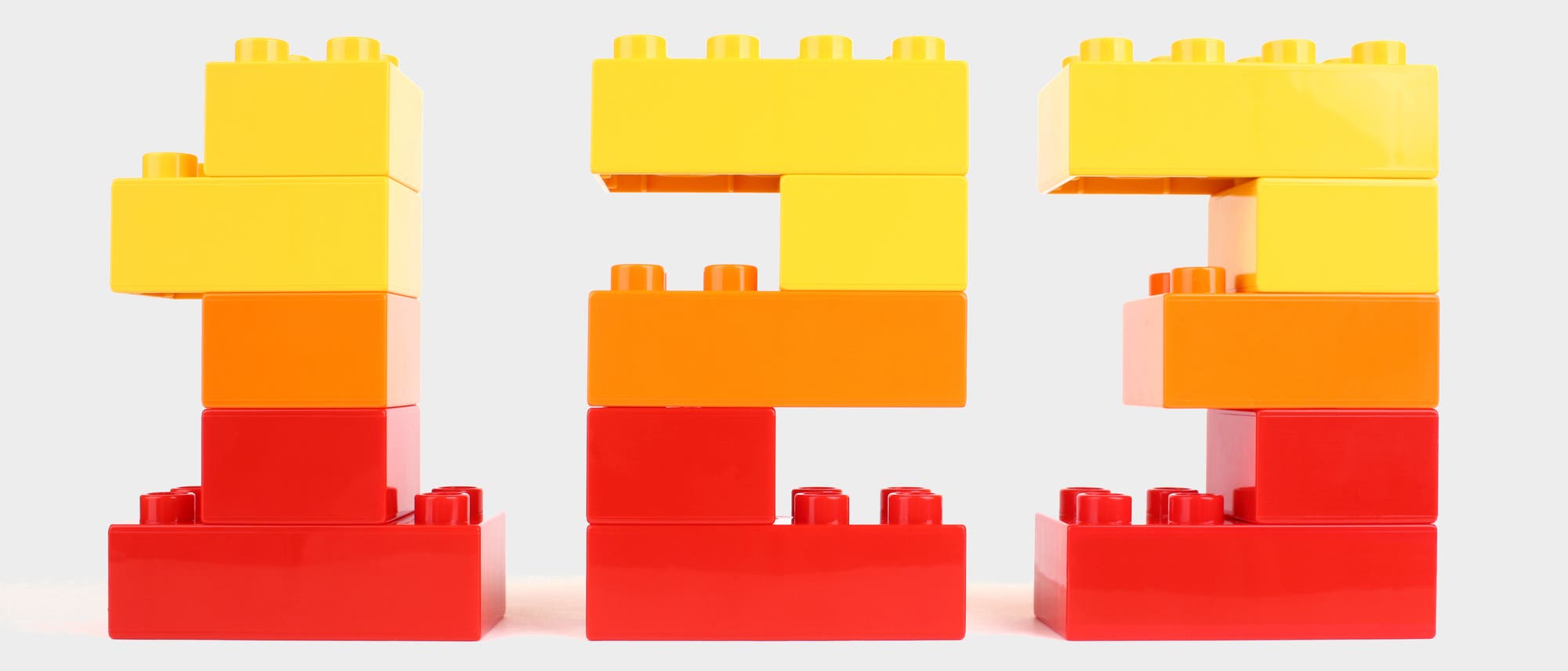 Die Ziffern 1, 2, 3 aus LEGO Steinen