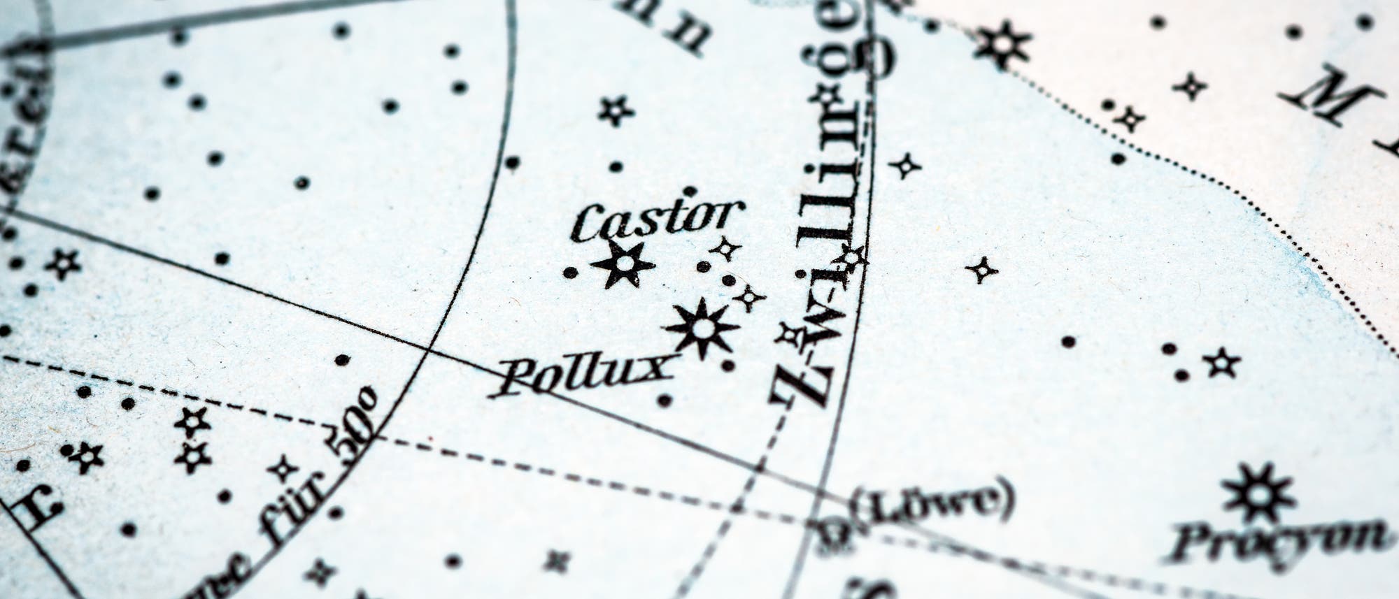 Historische Sternkarte mit Sternbild Zwilling
