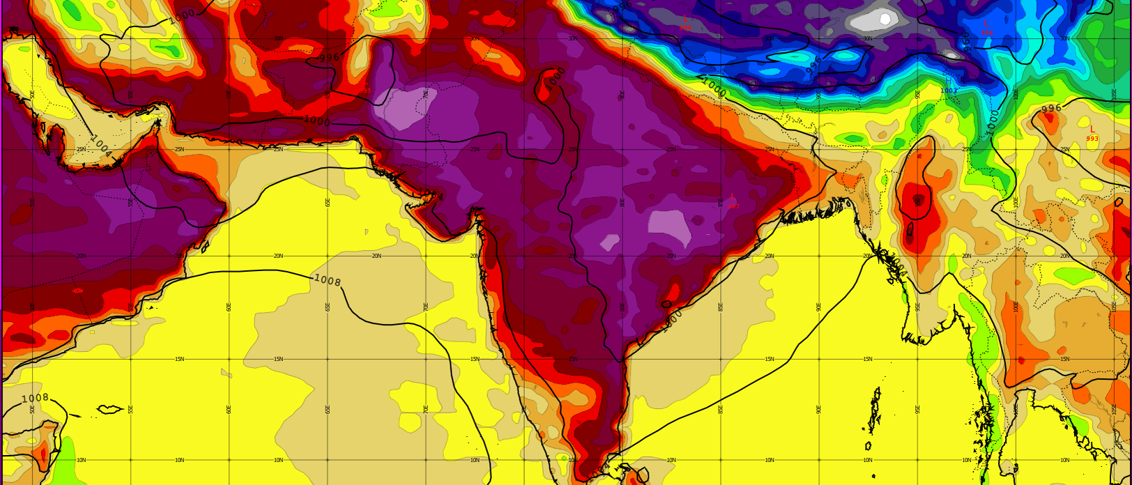 Hitzewelle in Indien - je pinker, desto heißer