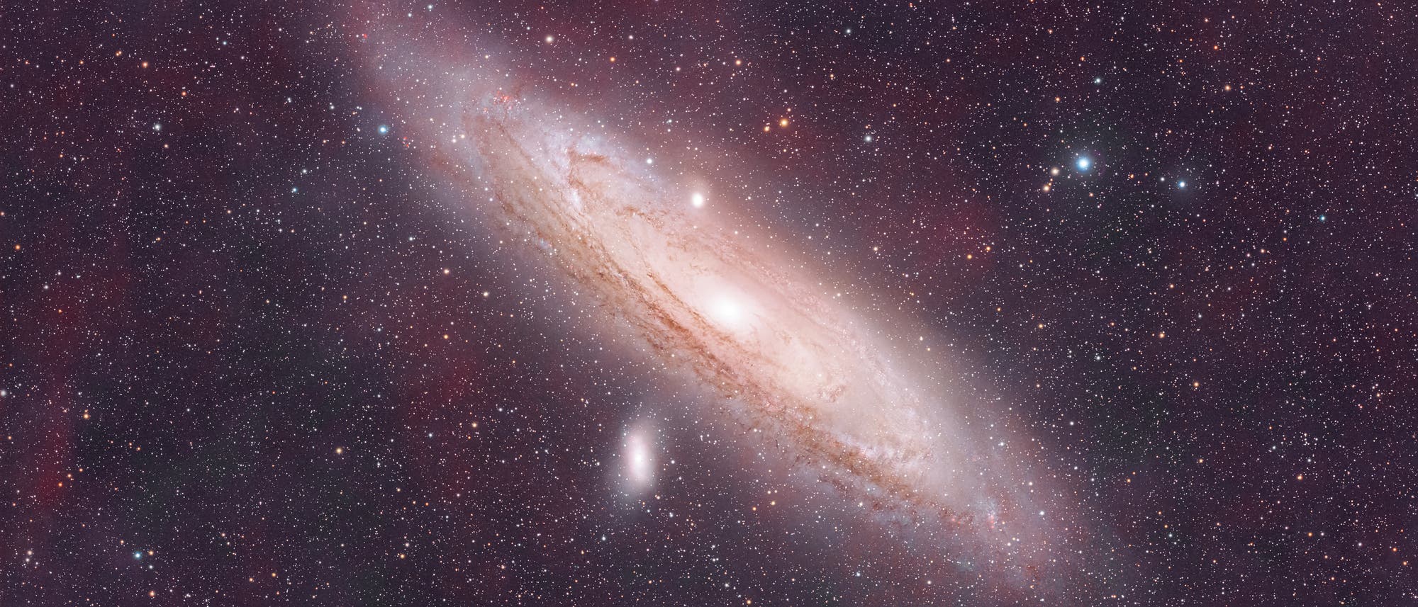 Eine detaillierte Aufnahme der Andromeda-Galaxie, die sich spiralförmig mit einem hellen Kern und ausgedehnten Armen zeigt. Umgeben von zahlreichen funkelnden Sternen auf einem dunklen Hintergrund. Die Galaxie ist leicht geneigt und zeigt ihre majestätische Struktur. Eine detaillierte Aufnahme der Andromeda-Galaxie, die sich spiralförmig mit einem hellen Kern und ausgedehnten Armen zeigt. Umgeben von zahlreichen funkelnden Sternen auf einem dunklen Hintergrund. Die Galaxie ist leicht geneigt und zeigt ihre majestätische Struktur.