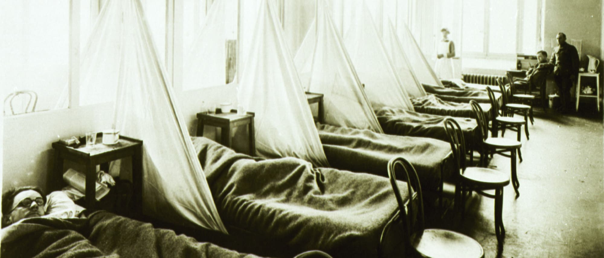 Grippestation im Feldkrankenhaus Aix-les-Bains der US Army in Frankreich während des 1. Weltkrieges