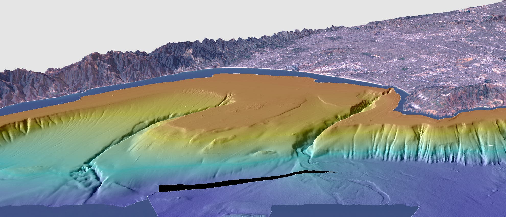 3-D-Ansicht des Kontinentalschelfs vor Los Angeles.