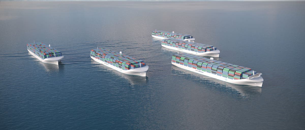 Eine Flotte von Containerriesen