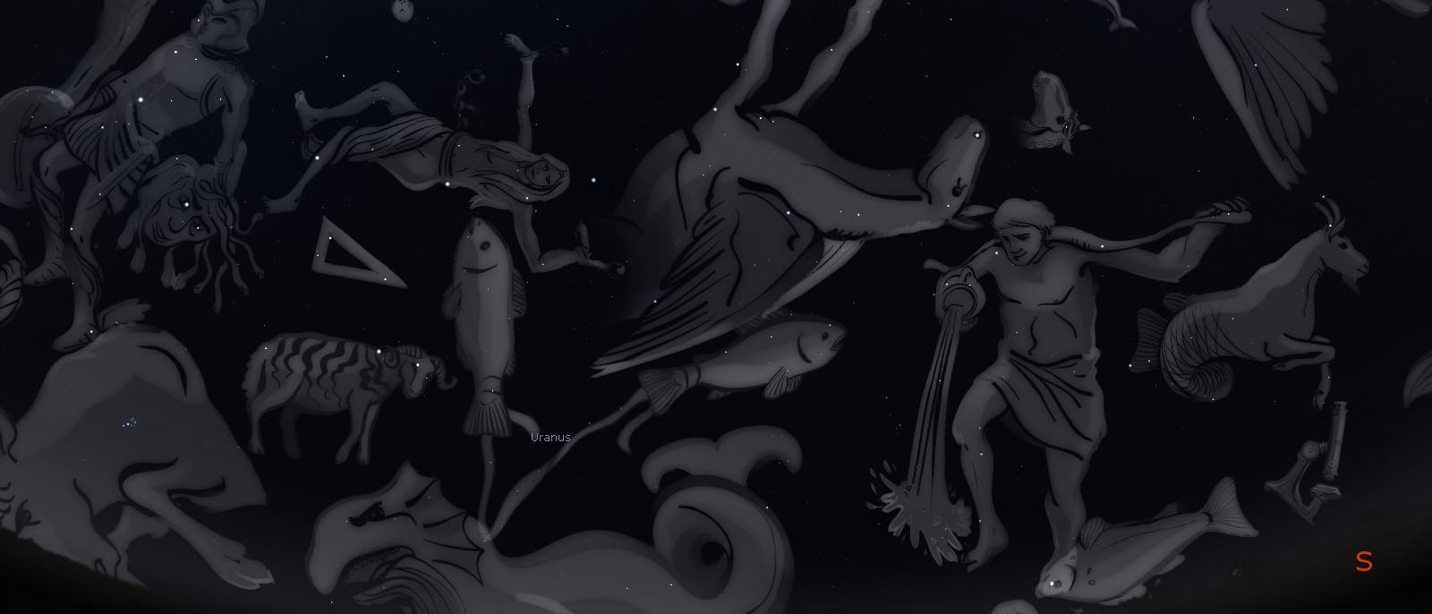 Darstellung des Himmels um Mitternacht (Übersichtskarte) Darstellung des Himmels um Mitternacht (Übersichtskarte)