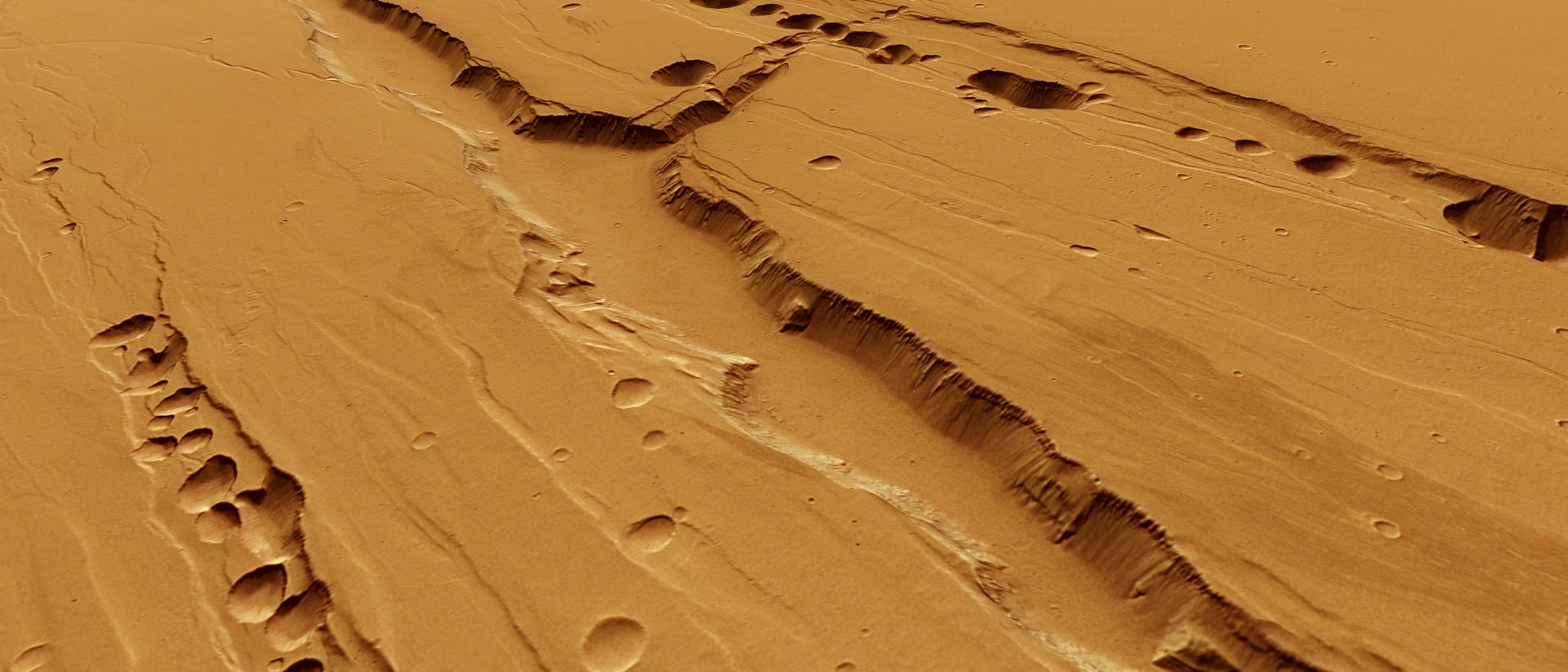 Trichterketten auf dem Mars (Computergrafik)