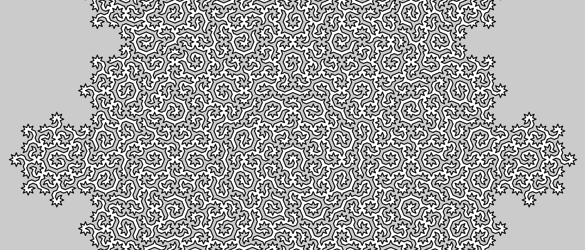 Aperiodisches Labyrinth auf grauem Hintergrund.
