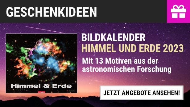 Geschenkidee: Bildkalender "Himmel und Erde 2023", mit 13 Motiven aus der astronomischen Forschung. Jetzt informieren.