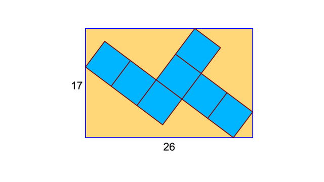 Sieben Quadrate in einem Rechteck