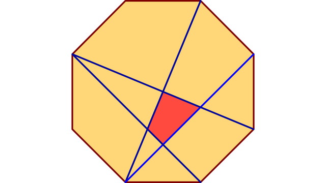 In einem regelmäßigen Achteck der Seitenlänge 1 begrenzen vier Diagonalen ein Viereck. 