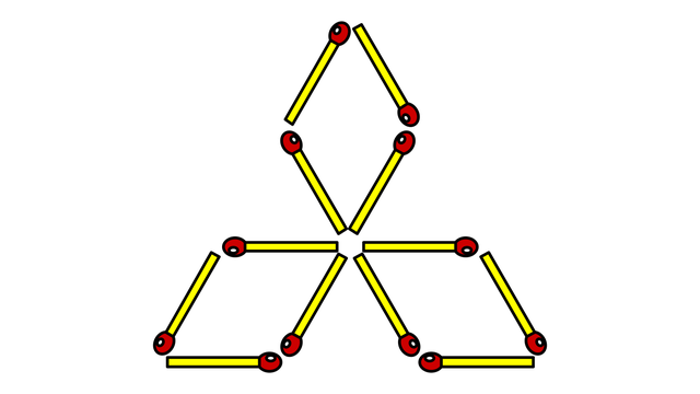 Drei Rhomben aus Streichhölzern