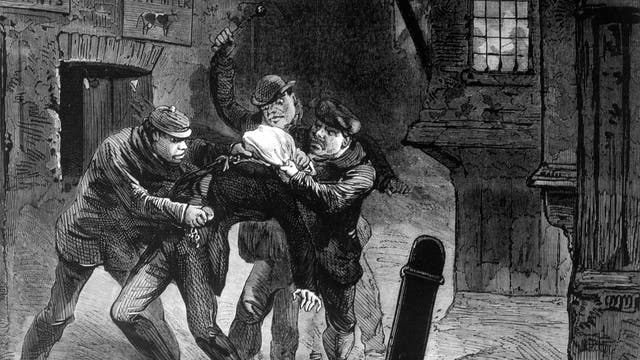 »Garrotters« schlagen zu! Illustration aus dem Jahr 18712