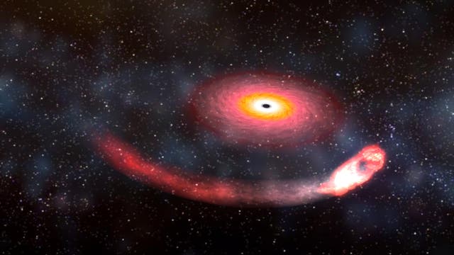 Neutronenstern umrundet Schwarzes Loch