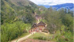 Dorf der Wolimbka im westlichen Hochland von Papua-Neuguinea