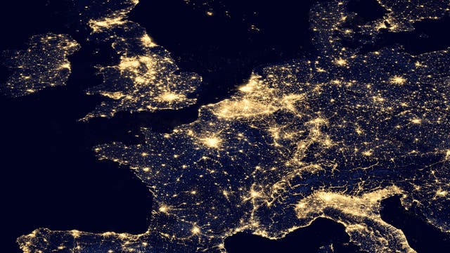 Europa bei Nacht - Satellitenaufnahme