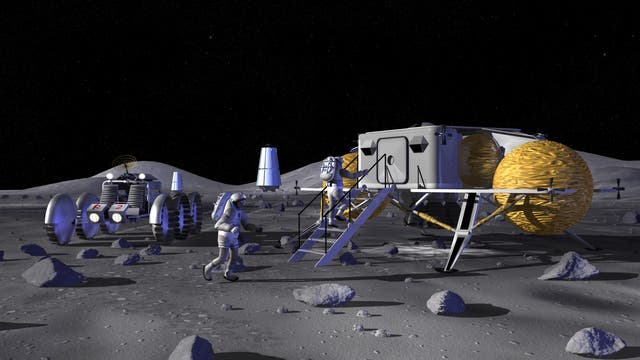 Raumbasis auf dem Mond (künstlerische Darstellung)