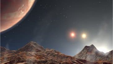 Exoplanetenfantasie, von einem unentdeckten Mond aus gemalt
