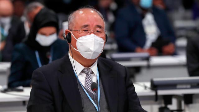 Chinas Klimaunterhändler Xie Zhenhua am 1. November 2021 bei der COP26 in Glasgow