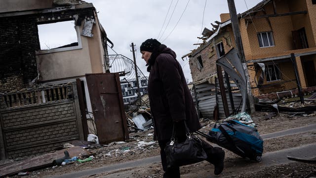Zerstörte Häuser in Irpin nordwestlich von Kiew am 5. März 2022.