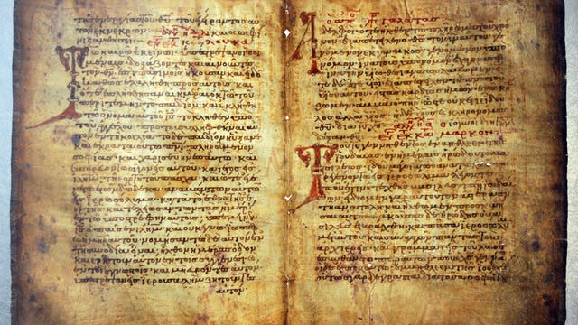 Eine Seite aus dem Kodex C. Auf dem Palimpsest sind Texte des griechischen Mathematikers Archimedes überliefert.