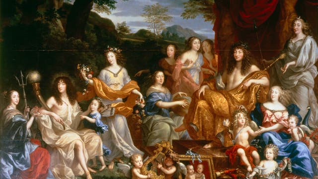 Ludwig XIV. und seine Familie als Götter. Gemälde von Jean Nocret aus dem Jahr 1670.
